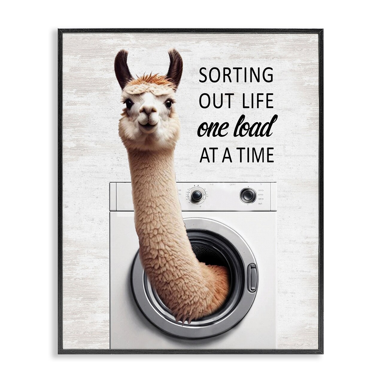Stupell Industries One Load At A Time Llama Framed Giclee Design by Lettered and Lined